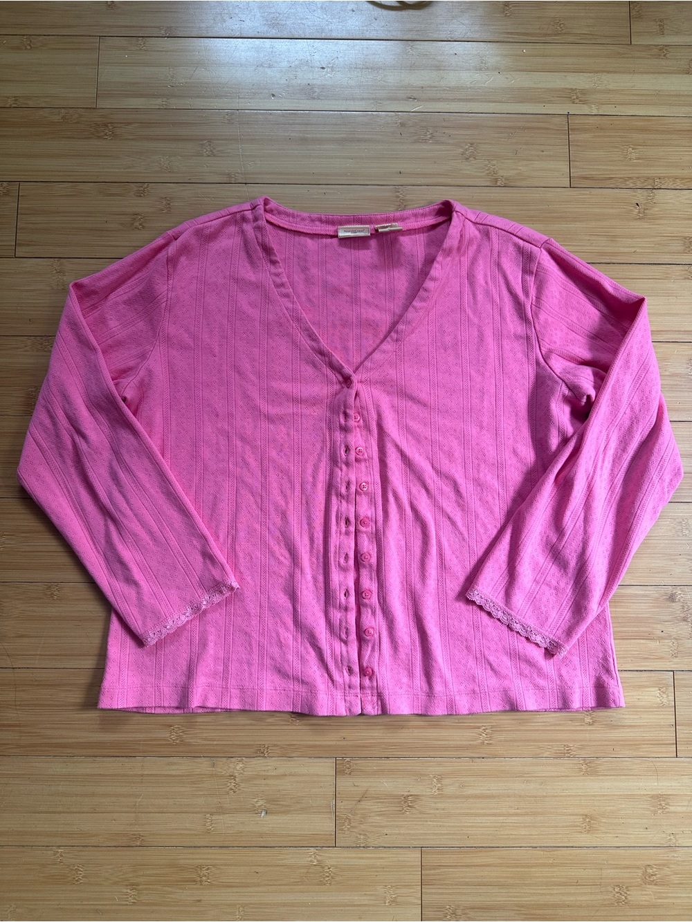 Northcrest Pink Button-Front V-Neck Top